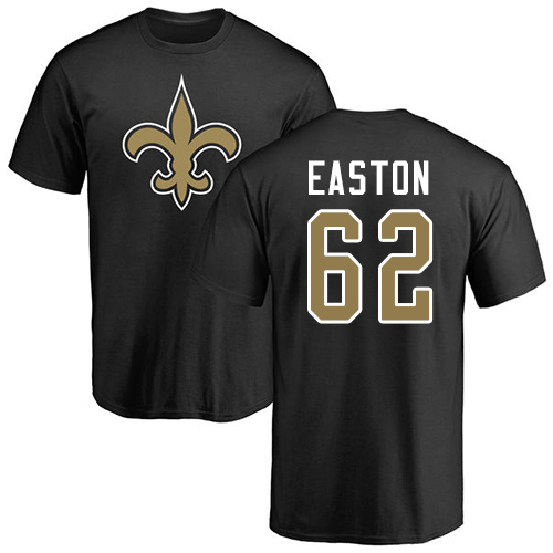Men New Orleans Saints Black Nick Easton Name and Number Logo NFL Football #62 T Shirt->nfl t-shirts->Sports Accessory